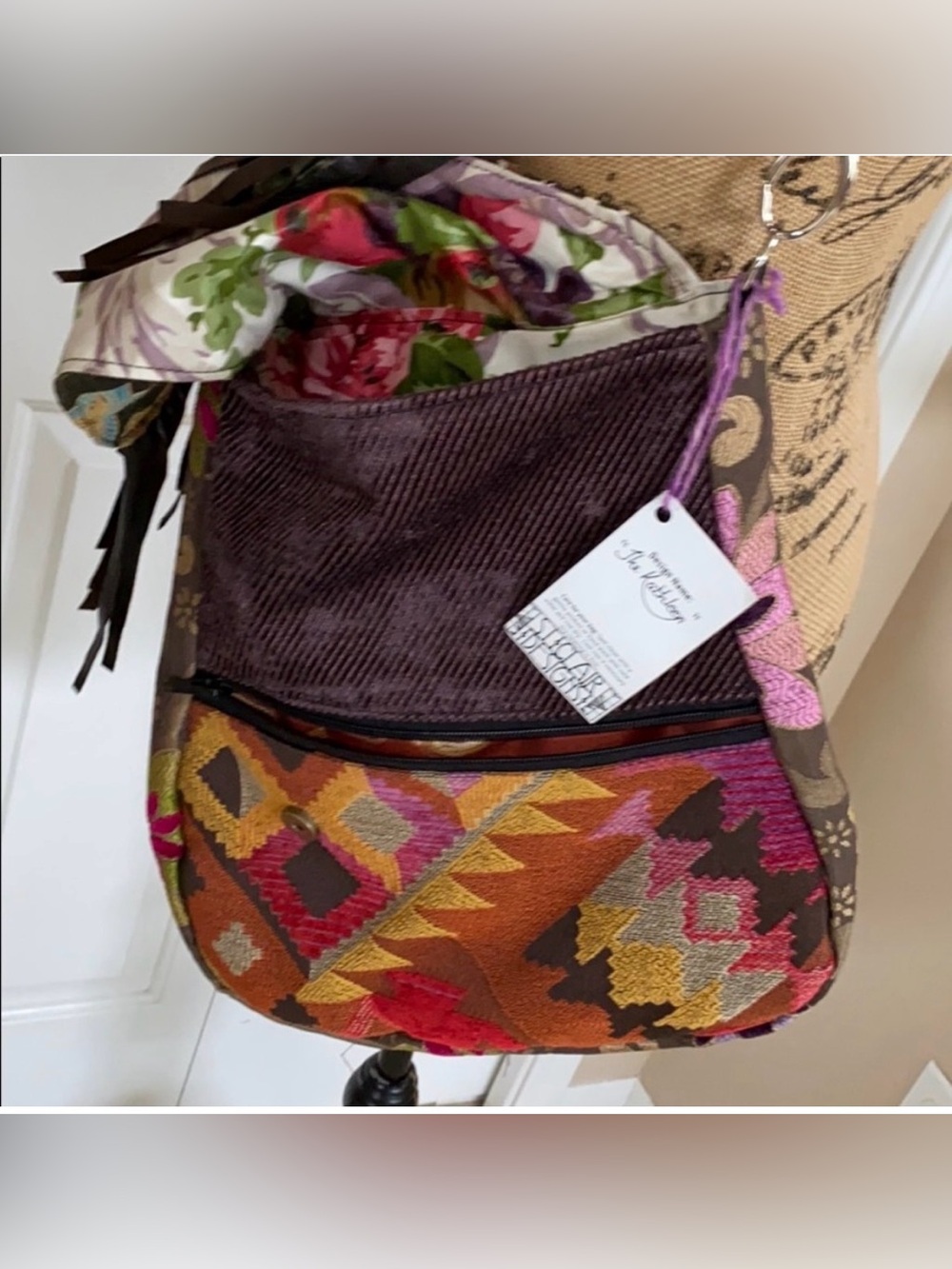 Boho Patchwork Fringe Crossbody Bag - Multicolor ST. Clair Design Bag Pedestre - Picture 5 of 7